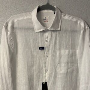 johnnie-O White Linen Casual Button Down Shirt